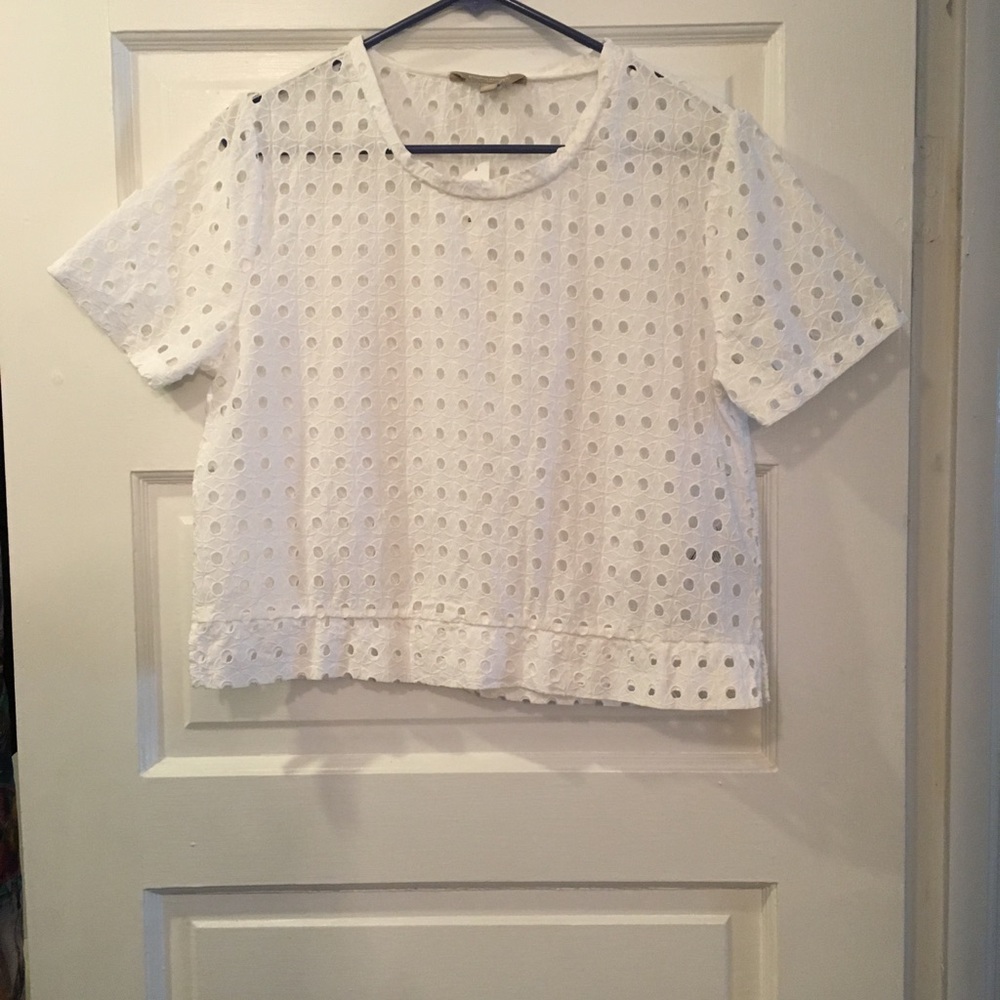 Banana Republic Cropped Eyelet Shirt